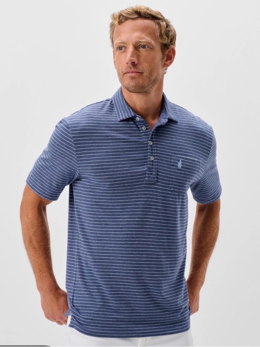 Johnnie-O Hangin’ Out Blue Striped Polo Shirt | Men’s XL